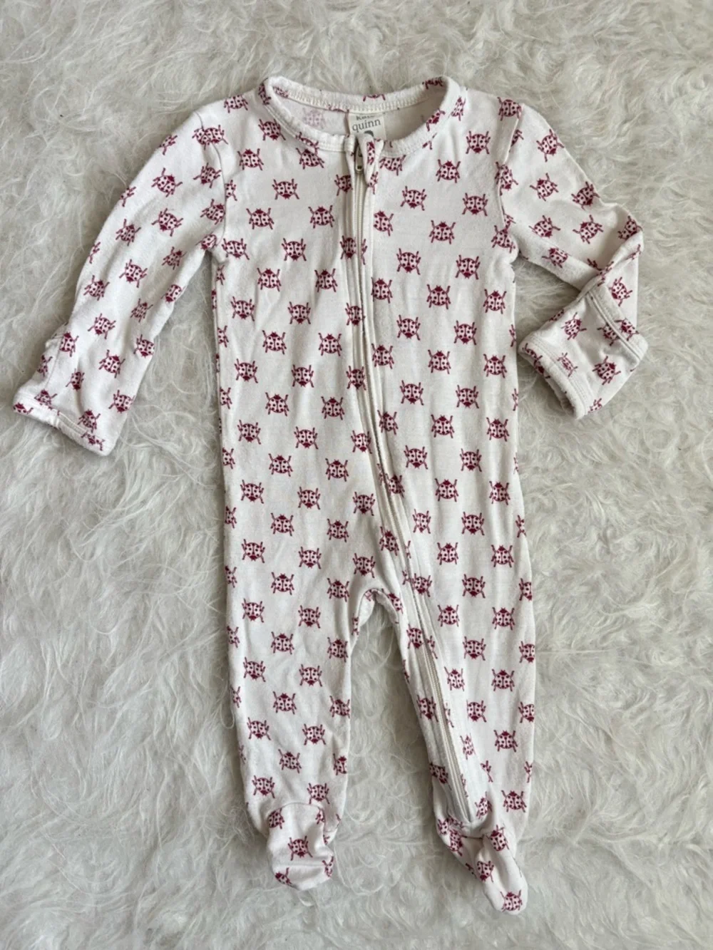 Kate Quinn Baby Bamboo Ladybug Zip Footie Pajamas